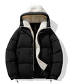 Zeitgenössische Weiße und Lila Kapuzen-Pufferjacke