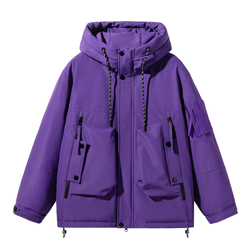 Robuste Schwarze Kapuzenjacke mit Mehreren Taschen