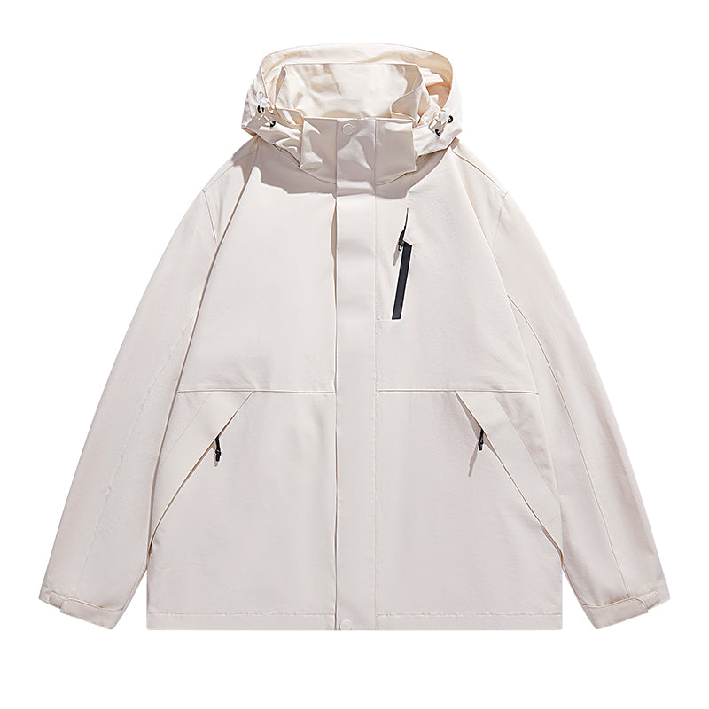 Zeitgenössische Polyester Reißverschluss-Kapuzen-Technikjacke