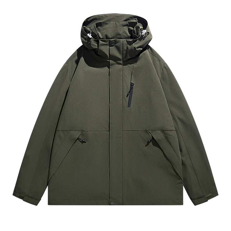 Zeitgenössische Polyester Reißverschluss-Kapuzen-Technikjacke