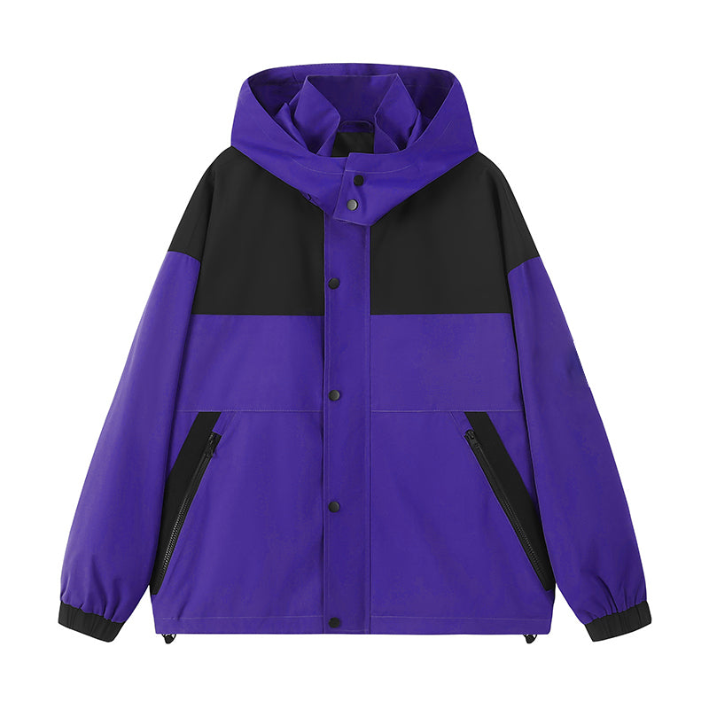 Lebhaftes Polyester-Farbblock-Kapuzen-Casual-Jacke