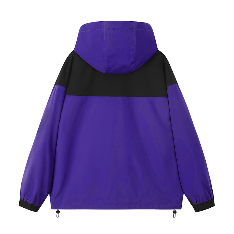 Lebhaftes Polyester-Farbblock-Kapuzen-Casual-Jacke