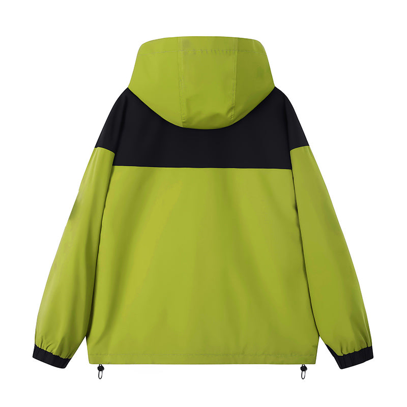 Lebhaftes Polyester-Farbblock-Kapuzen-Casual-Jacke